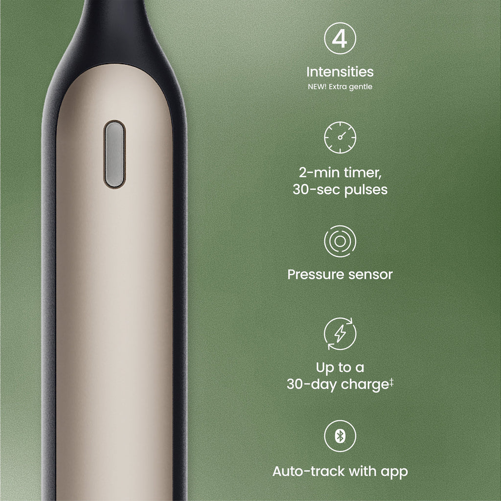 Electrical device with features listed on a green background