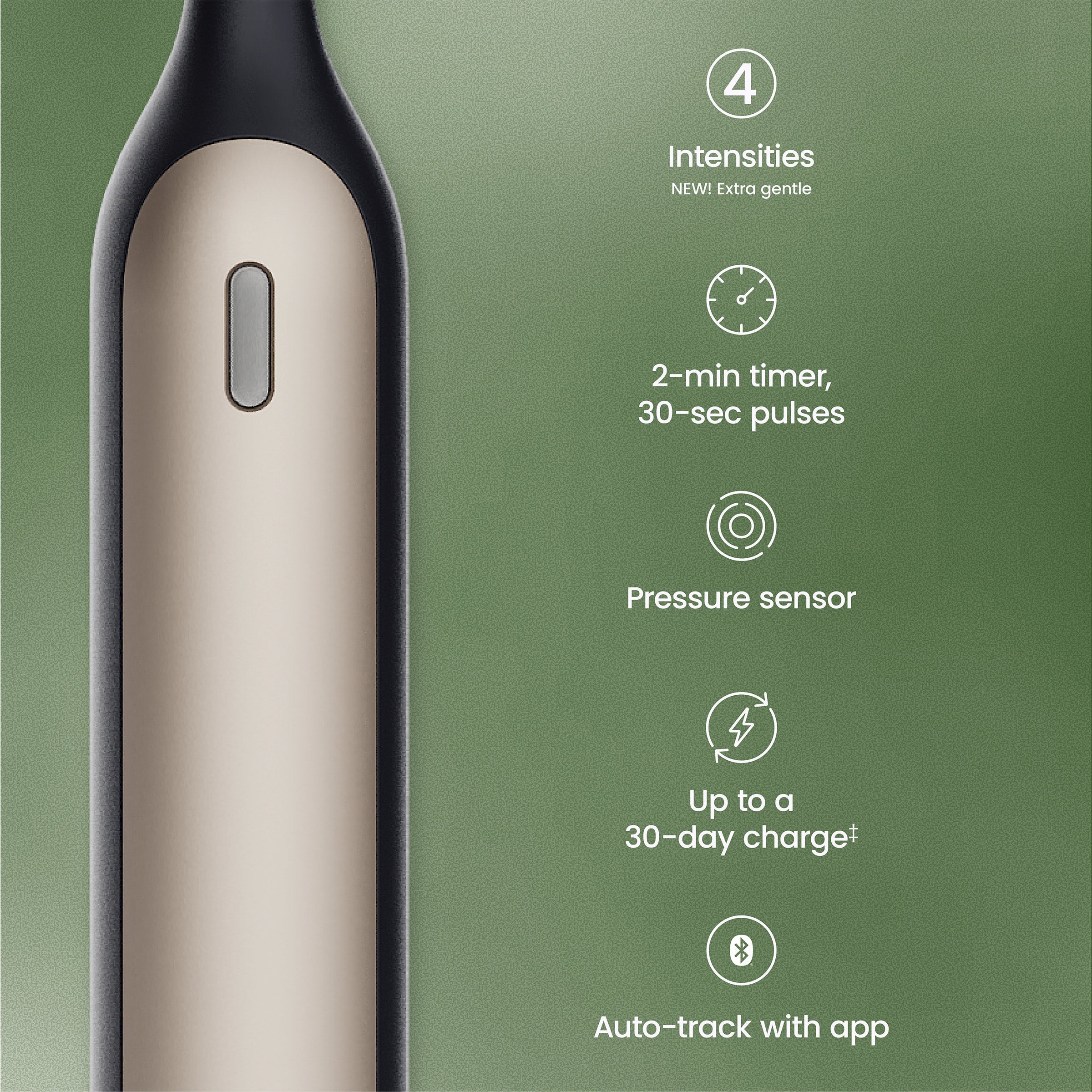 Electrical device with features listed on a green background