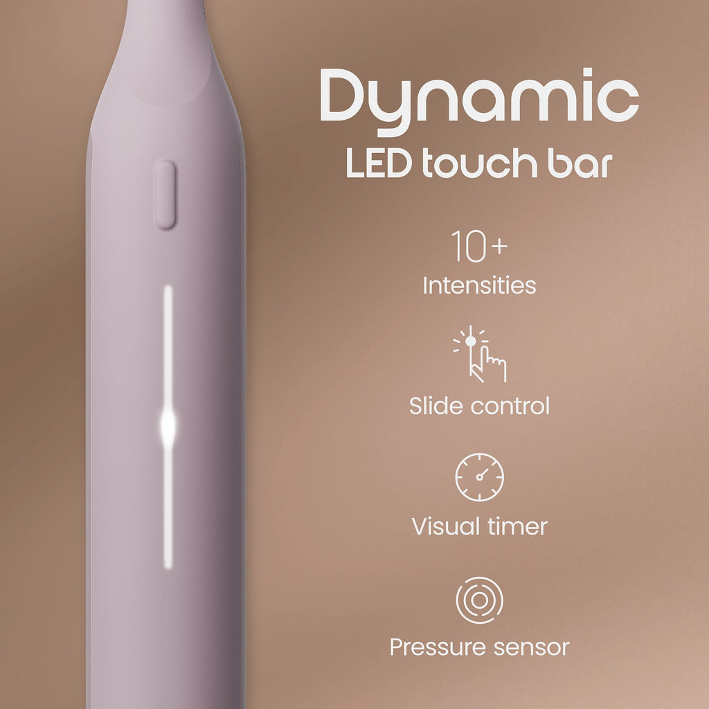 Product with Dynamic LED touch bar on a brown background