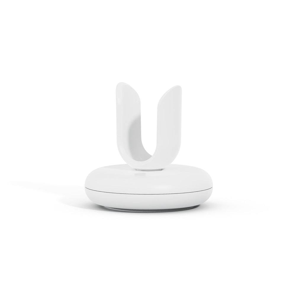 White electronic device with a unique design on a white background