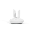 White electronic device with a unique design on a white background