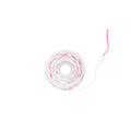 A roll of white adhesive tape with a red printed stripe pattern, shown on a plain white background.